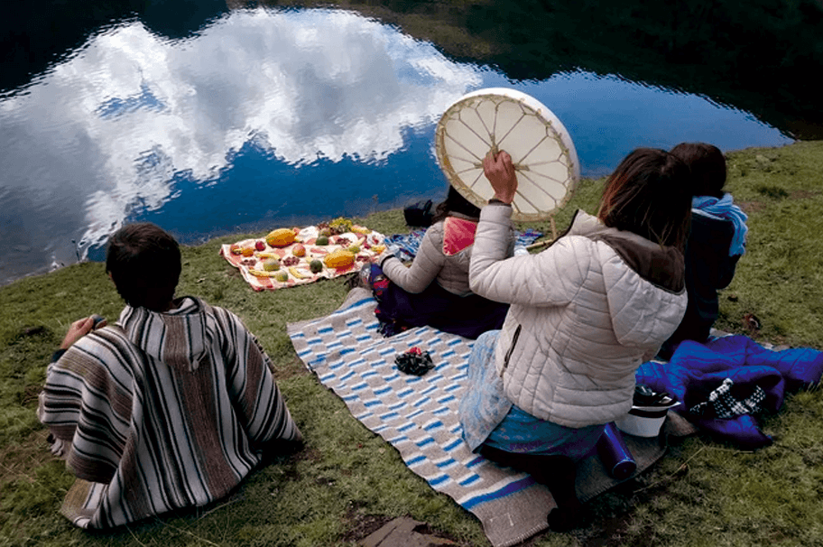 : Ayahuasca ceremony setting at a Sacred Valley shamanic retreat